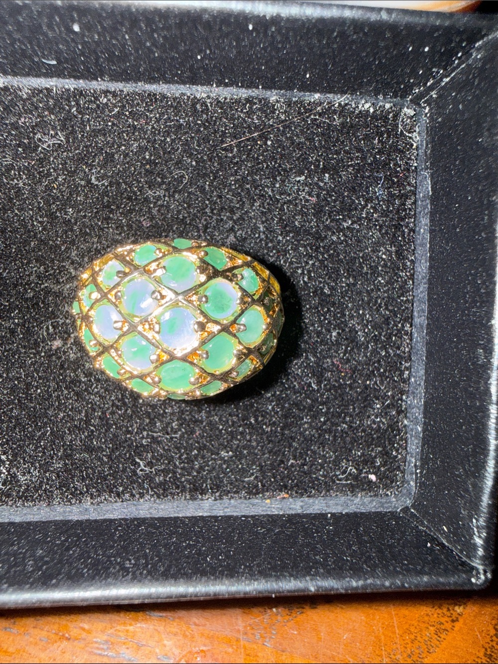 Ross-Simon’s Real Emerald Cluster Dome Ring 925 gold